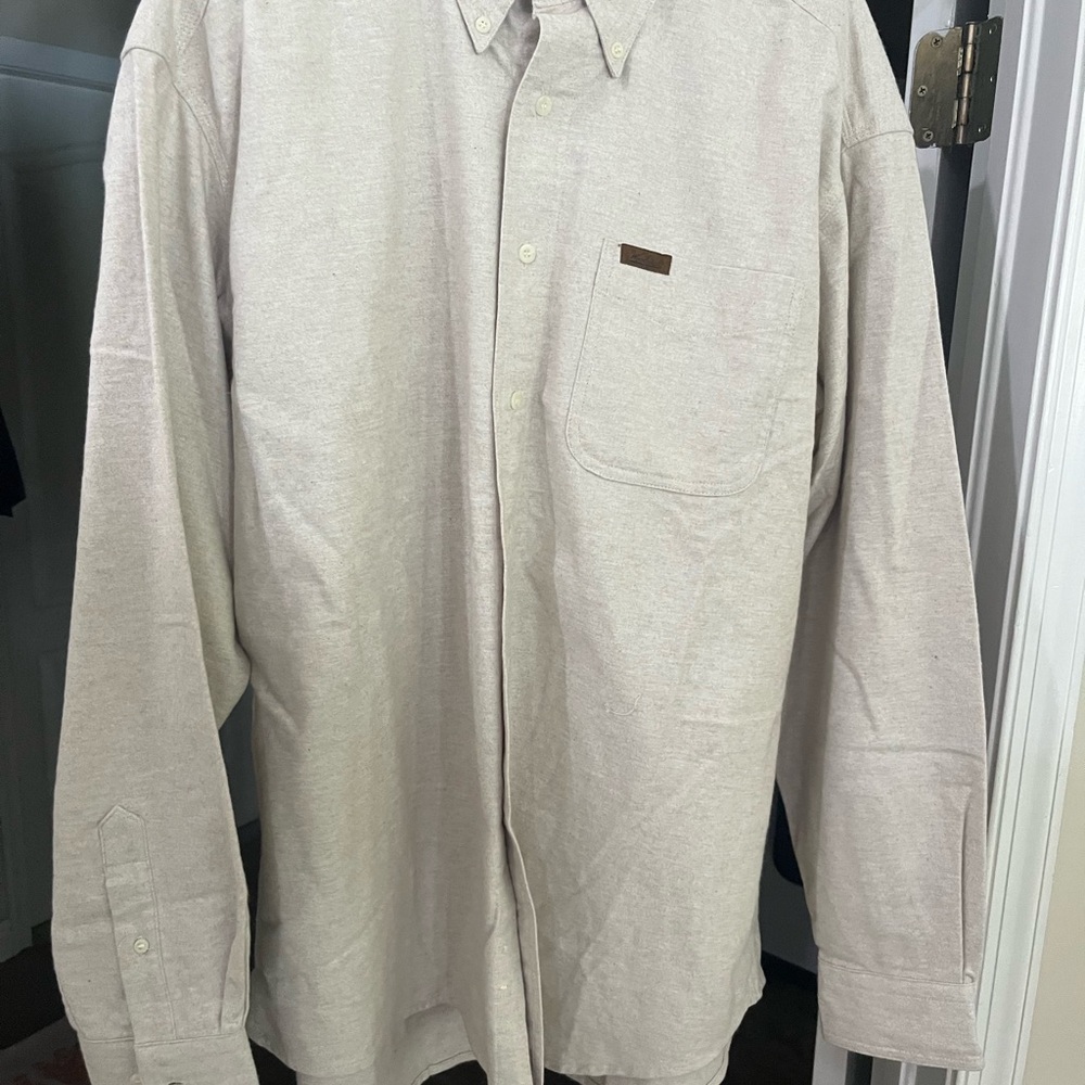 Woolrich Men's Light Beige Casual Button-Down Shirt